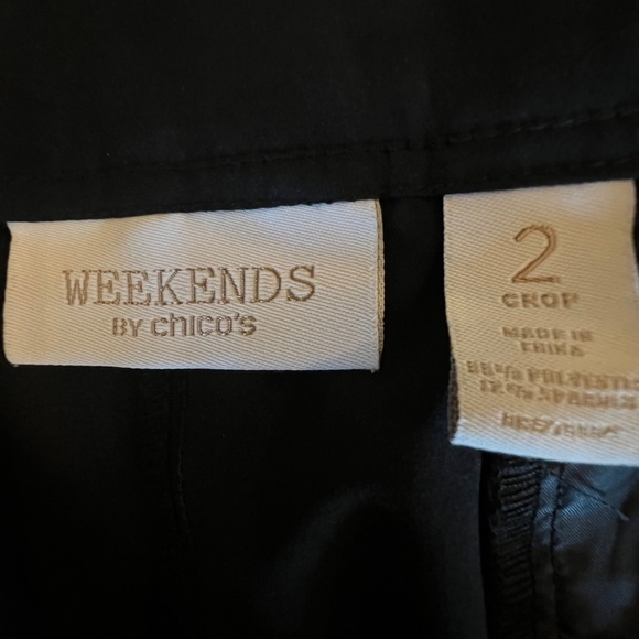 Weekends by Chicos Black Crop Pants, Cargo Pocket, Size Large, Chicos 2 - Picture 6 of 10